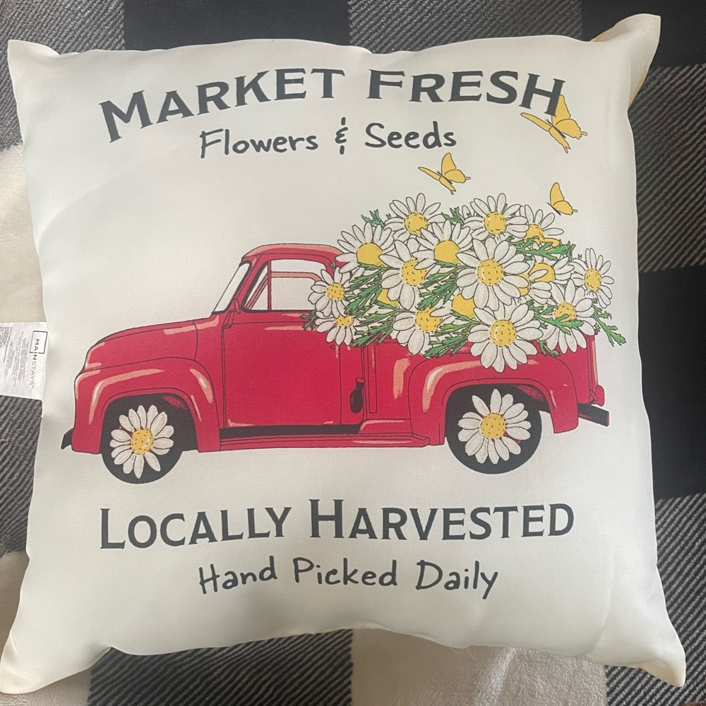Floral Truck Decorative Pillow